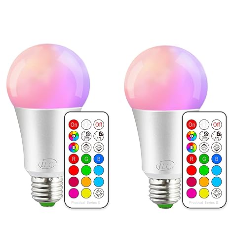 iLC Farbige Leuchtmittel LED RGBW Lampe Edison Dimmbare Farbige Leuchtmitte Lampen 10W E27 RGB LED Birnen- Dual Memory - 12 F