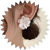 Iaceble Boho White Flower Earrings Resin Flower Stud Earrings Acrylic Flower Camellia Earrings Large Camellia Earrings Flower Wedding Flower Earrings for Women