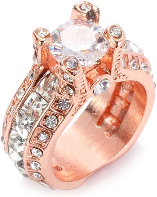 Desirepath 925 Sterling Silver Ring, Cubic Zirconia CZ Diamond Elegant Eternity Engagement Wedding Band Ring