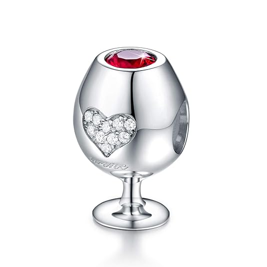 FOREVER QUEEN 925 Sterling Silber Liebes Herz Weinglas Perle Charms passen Schlangenkette Armband Geschenk für Weinliebhaber'