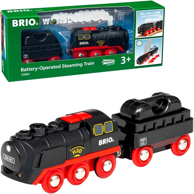 BRIO World 33884 Battery Powered Steam Locomotive Toy Train Engine with Water