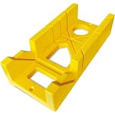 Hanpex 12 Inch Heavy Duty Mitre Box Cuts both 45 degree and 90 degree Miter Angles for Accurate Cutting, Impact-Resistant ABS plastic Miter Box for DIYer, Woodworker, Woodcarver, Carpenter, Yellow