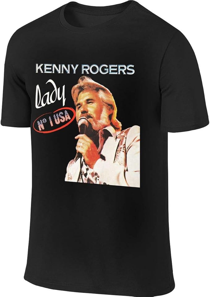 Amazon.com: SeacoLazyAngle Mens Casual Short Sleeve Kenny Rogers T-Shirt Black: Clothing