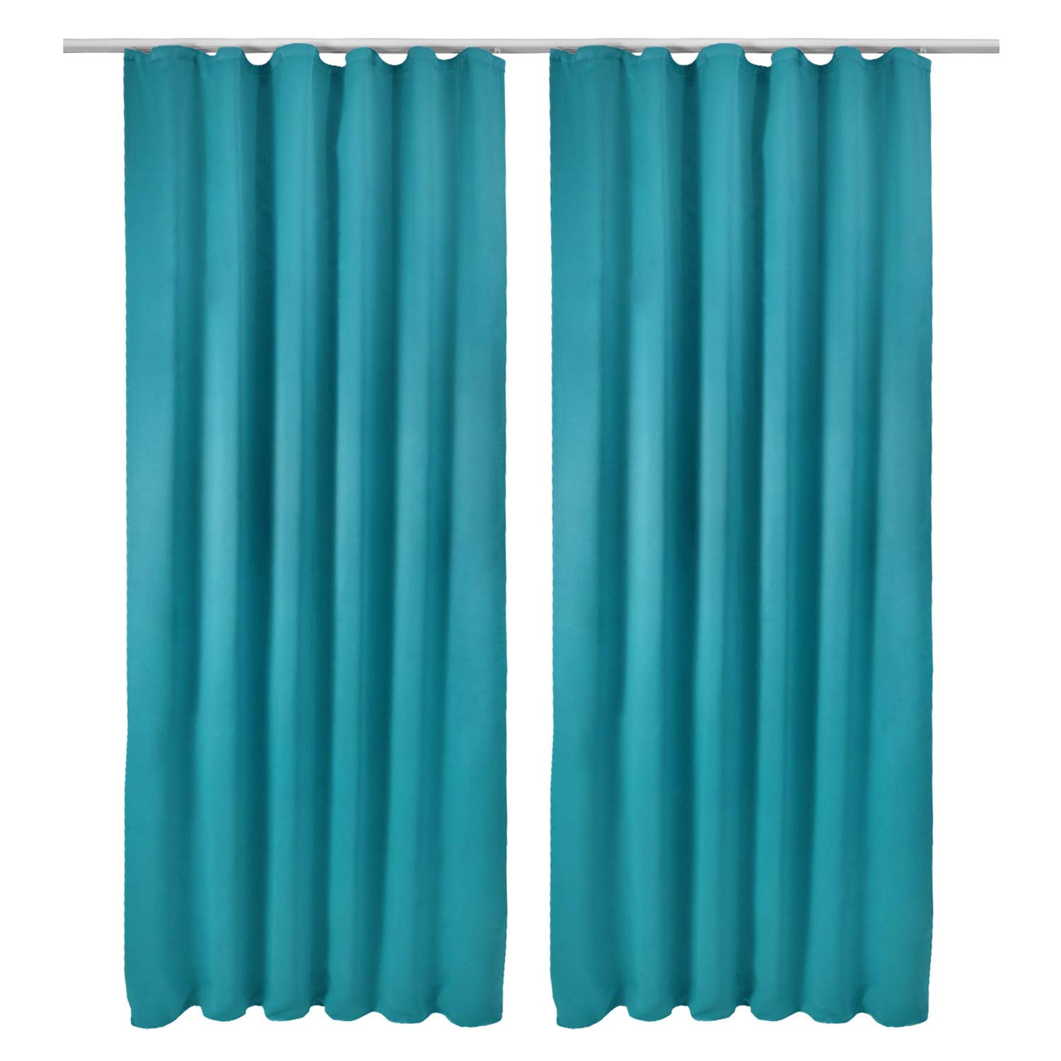 Beautissu 2 Panels Blackout Curtains for Bedroom 140x245cm – Darkening Window Drapes – Black Out Opaque Ruffle Curtains Set of 2 – Long Drapes for Windows Turquoise – Amelie BO