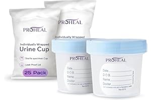 Sterile Urine Specimen Cups with Lids (25PK) - 4 oz. Sample Urine Cups for Specimen Collection - Individually Wrapped Urine C