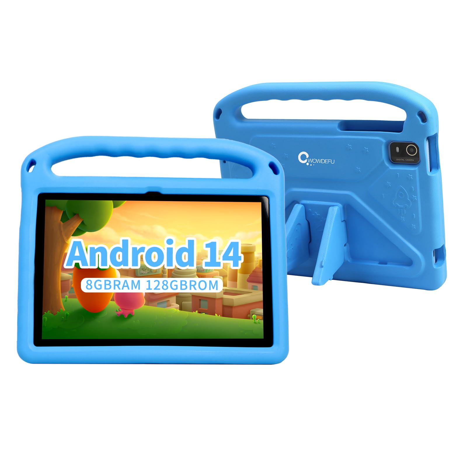 Photo 1 of CWOWDEFU Kids Tablet, 10-inch Android 14 Tablet for Kids with Protective Case, Kids Pad has 6000 mAh, 8(4+4) GB RAM, 128 GB ROM, WiFi 6, Bluetooth 5.0, Gift for Children (Blue)