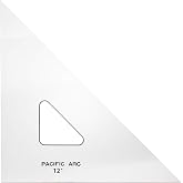 Pacific Arc Drafting Triangle, 12-inch, 45/90 Degrees, Clear Acrylic | Cast acrylic set square for drafting, architecture, quilting, sewing, woodworking and art class.