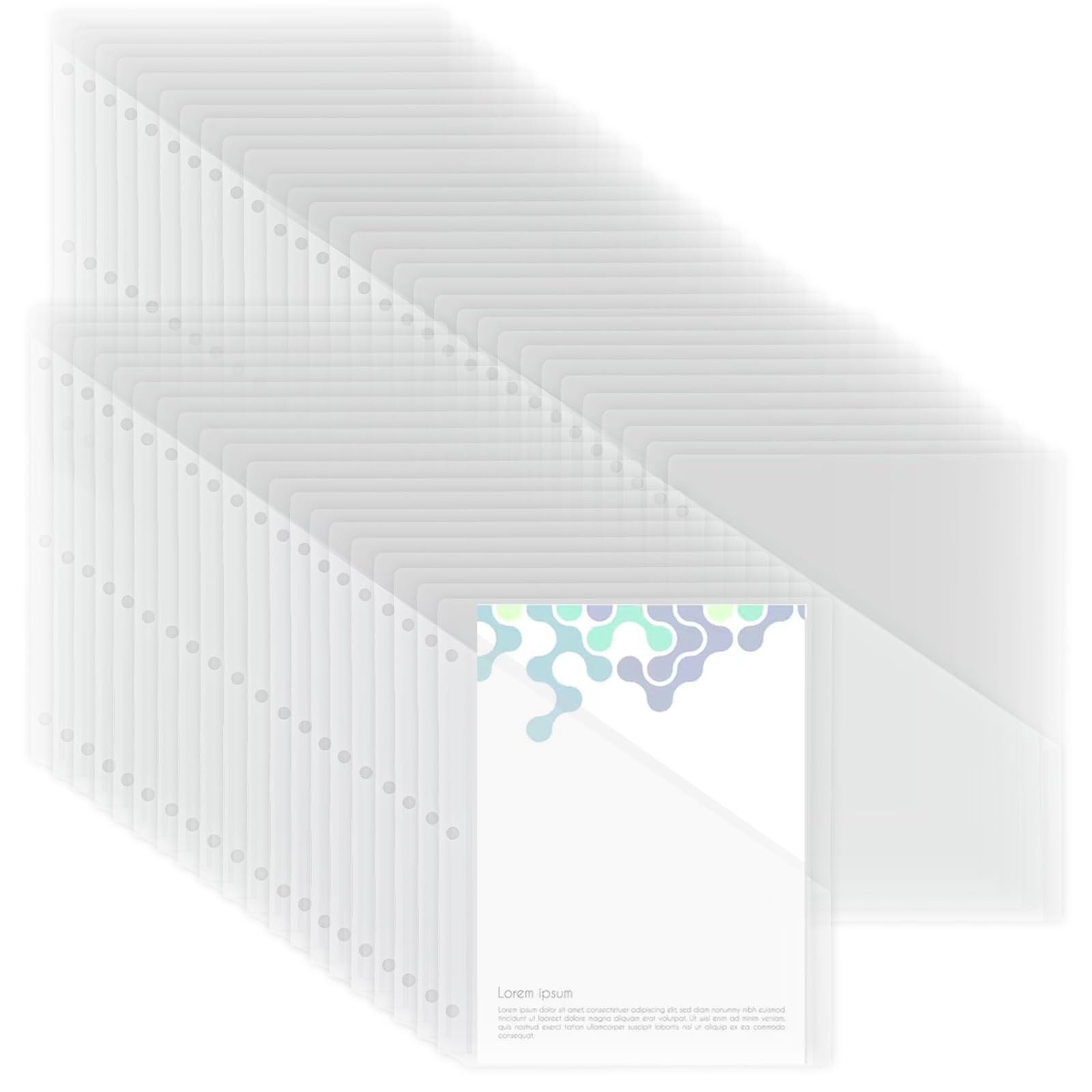Photo 1 of cobee 50 Pcs 3 Hole Punch Clear Binder Pockets, Slash Binder Dividers Plastic Folder Sleeves Letter/A4 Size File Jackets Document Organizer for School Office