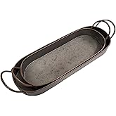 2 Pcs Metal Galvanized Tray Rustic Metal Decor Shabby Chic Farmhouse Tray Galvanized Centerpiece Oval Tray Set