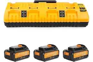 COOMYXIN 20v max Battery and Charger Combo with 3-Pack 6.0Ah 20V Batteries and 4-Port DCB104 Charger, Compatible with Dewalt 12V-20V Batteries and All Dewalt 20V Cordless Tools
