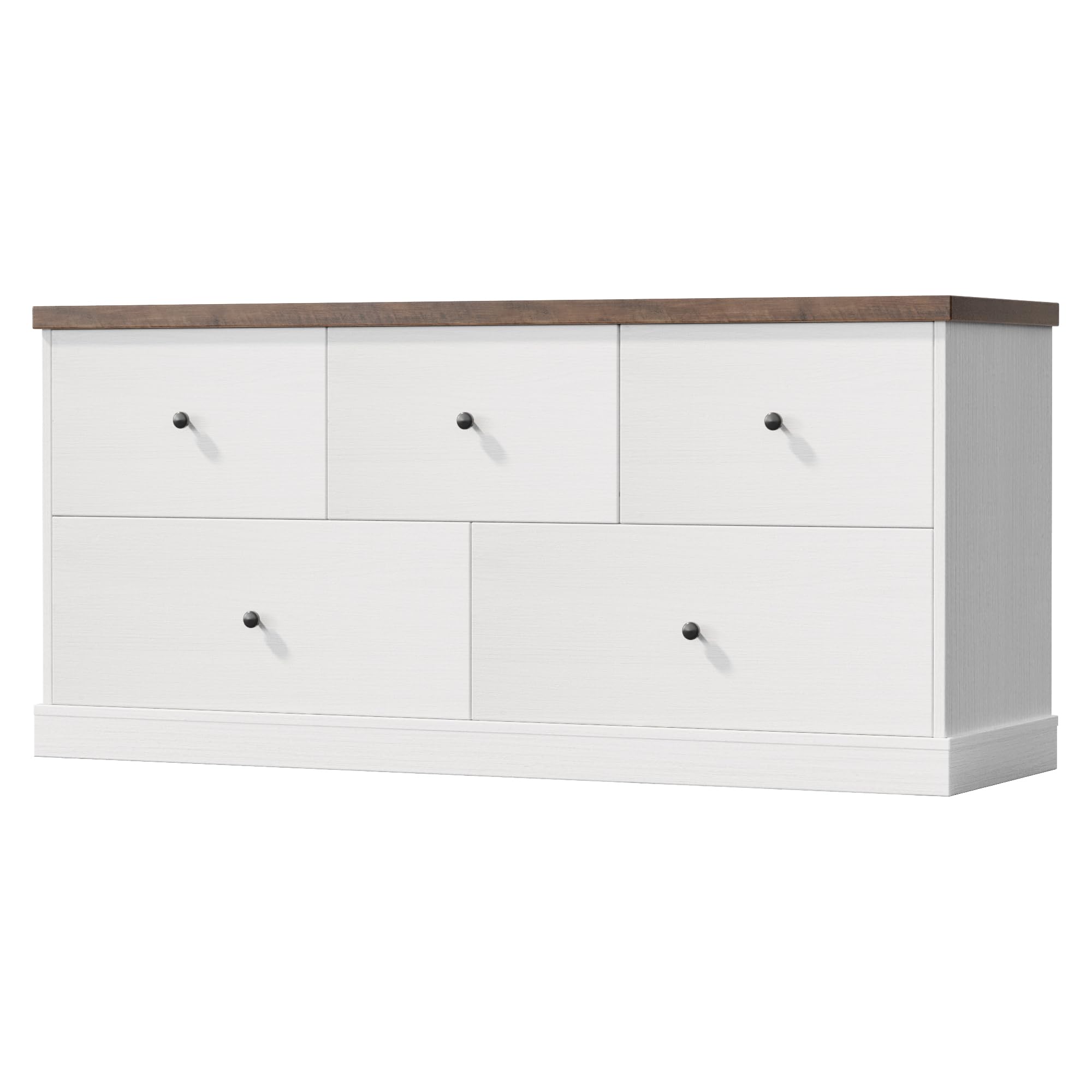 Photo 1 of **new open box return**Flamaker Dresser for Bedroom with 5 Drawers, Wood Chest of Drawers, TV Stand and Storage Organizer, for Living Room Hallway Entryway (White)