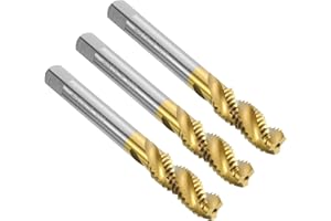 uxcell 3pcs Spiral Flute Thread Taps, 3/8-16 UNC H2 Screw Threading Tap, Titanium Coated 6542 High Speed Steel Machine Tappin