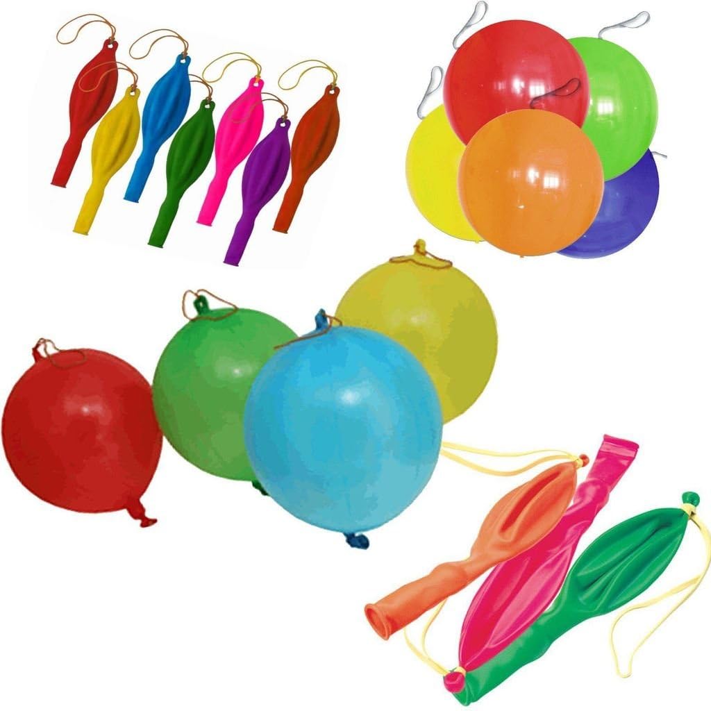 G4GADGET 15x Punch Balloons for Kids, Colourful Party Bag Fillers, 12" Latex Balloons with Strong Elastic Bands