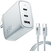 65W USB C Charger,PPS 3 Port GaN Fast Compact Foldable Wall Charger with 6FT 240W Nylon Braided USB C Cable for MacBook Pro A