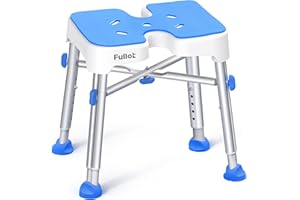 FULLOT Ergonomic H-Shaped Shower Chair with EVA Pad, 330 lbs Heavy Duty & Adjustable, Non-Slip Shower Seat, Tub Bath Chair, Tool-Free Assembly, Blue With Eva Pad