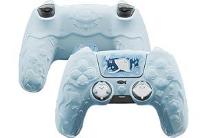 PlayVital for ps5 Controller Cover Skin - Cute Ocean Whisper Series Semi-Clear Silicone Case for ps5 Controller with Thumb Gr