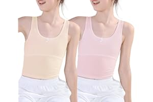 SEAUR Girls Stretch Crop Tank Top Seamless Training Bra Breathable Sleeveless Cami Undershirts Lightly Padded Sport Bralette