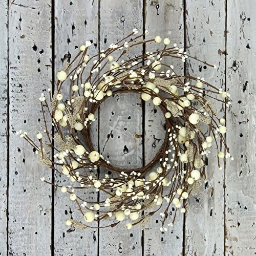 Small Cream Mixed Berry with Burlap Wreath