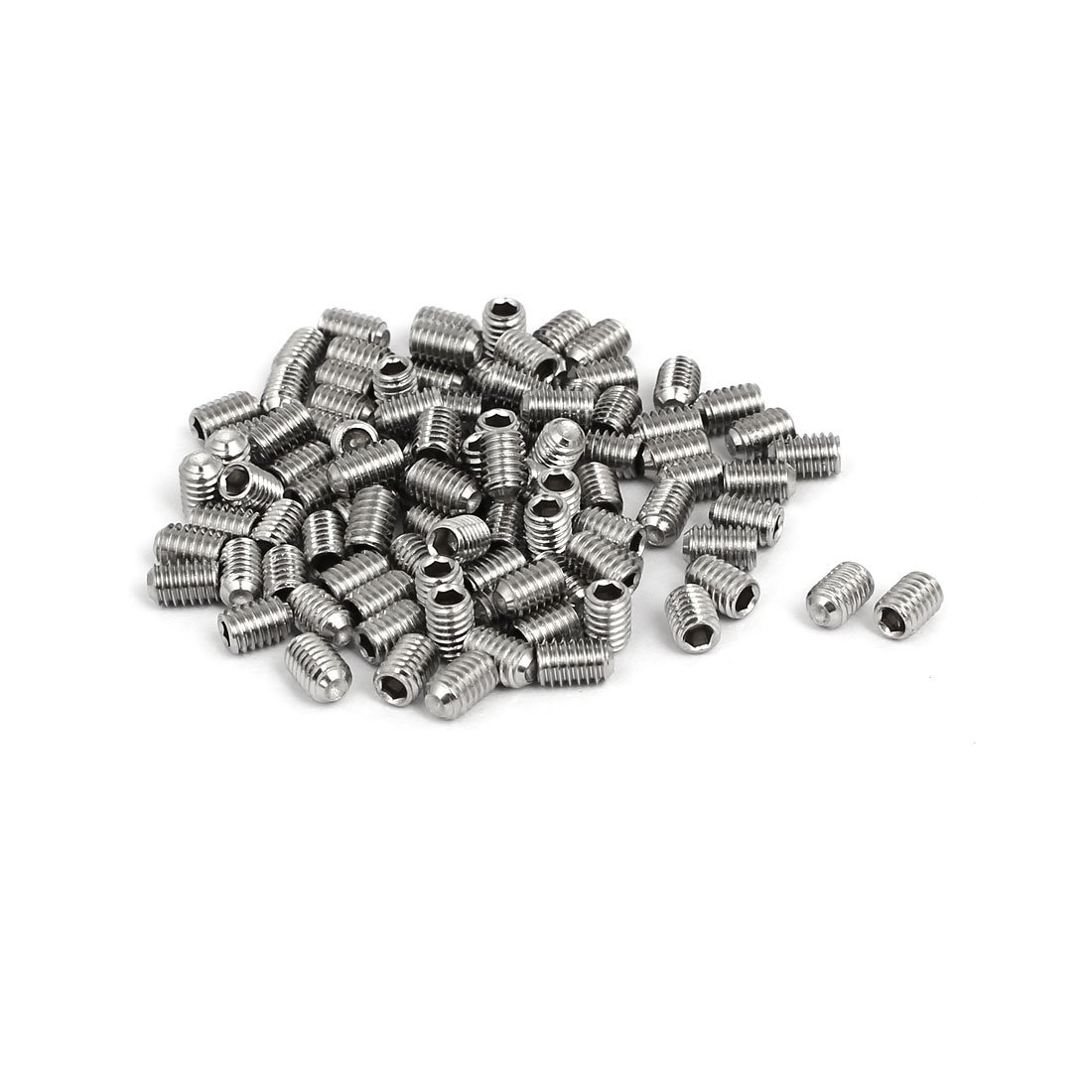 Sourcingmap M4x6mm 316 Stainless Steel Hex Socket Cup Point Grub Set Screws 100pcs