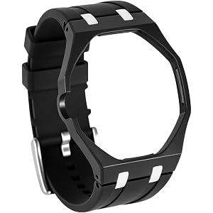 CYUXING Watch Band Silicone Strap Compatible with AP Swatch Royal Pop, Shockproof PC Frame Bumper Case, Adjustable Watch Band