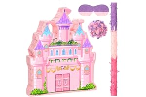 Ipalmay Princess Castle Pinata - Cute Pink Catsle Pinata with Blindfold and Bat for Girls Birthday, Baby Shower, Cinco De May