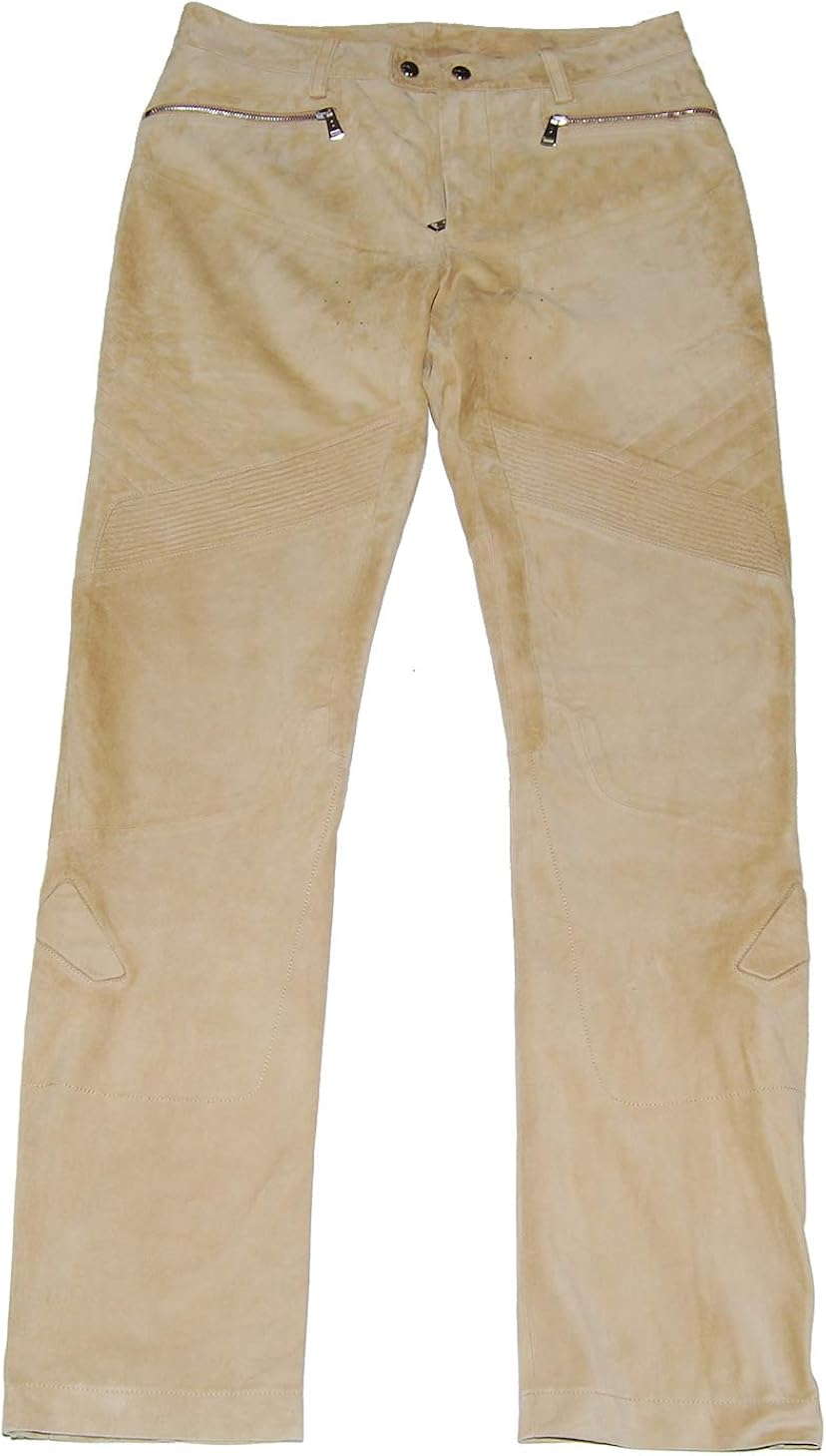 Ralph Lauren Black Label Mens Suede Leather Moto Pants Brown Beige Tan: Clothing