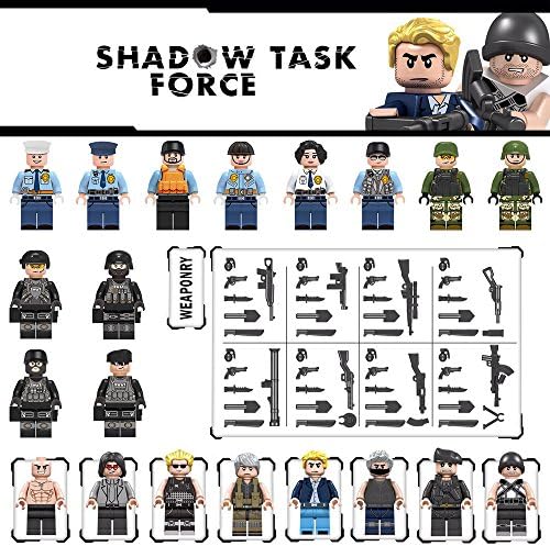 Minifigures set-20 Army Soldier Corps with Military Weapons Accessories Navy Soldier Minifigures Toys Building Blocks 100% Compatible (20 Toy Weapons)