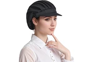 HIPIFANS Chef Hat and Cooking Cap - Black Adjustable Elastic Caps Breathable Mesh for Kitchen Food Service (Half net/Full net)