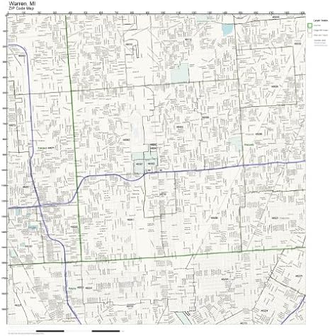 Amazon.com: ZIP Code Wall Map of Warren, MI ZIP Code Map Laminated