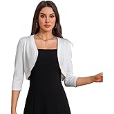 CHUANGDA Womens 3/4 Sleeve Shawl Collar Cardigan Lightweight Style Front-Opening Cropped Length Suitable for Women S-2XL