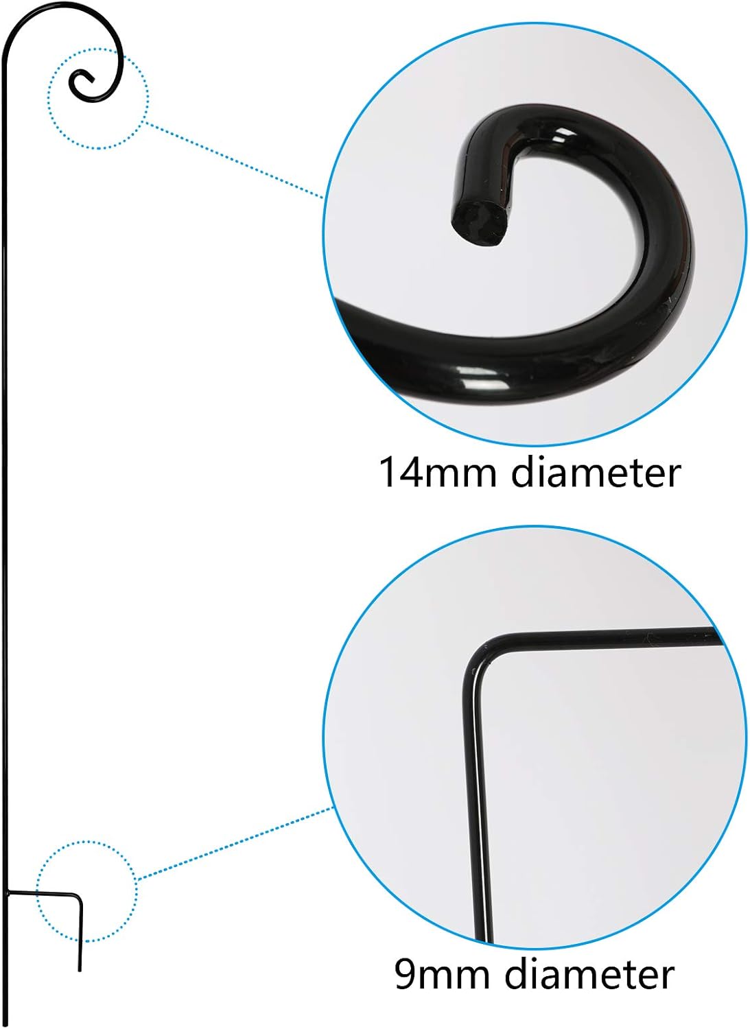 outdoor shepherds hook on Feed Garden Shepherds Hook 92inch Heavy Thickened Iron Shepherd Hooks For Hanging Outdoor Aisle Solar Light Garden Utensils Wind Chimes Weddings Black 2 Pack Patio Lawn Garden Outdoor Decor Plutusias Com