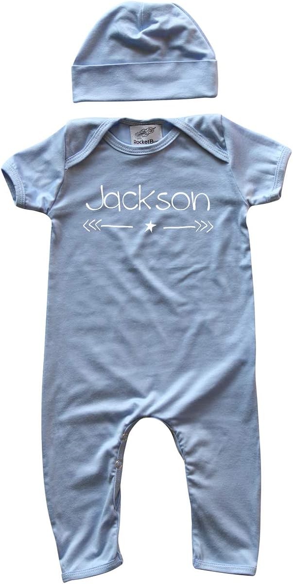 Personalized Rompers with Matching Hat for Boys, Girls, Gender Neutral