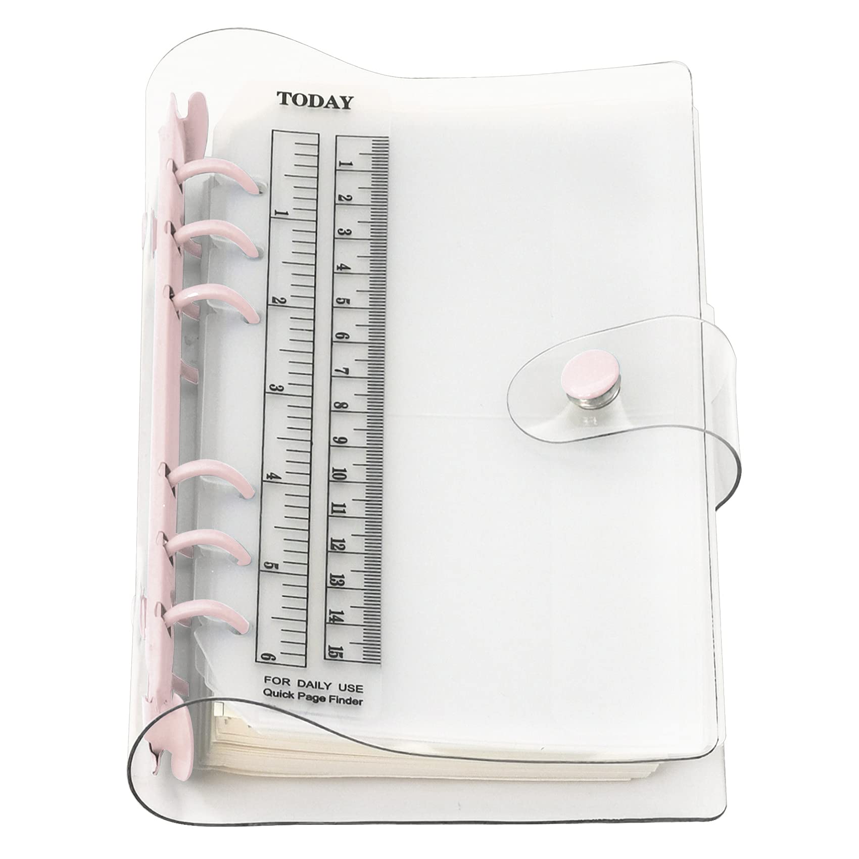 A6 A5 6-Holes Colorful PVC Cover Round Ring View Binder with Snap Button Closure File Folder (Parfait Pink, A6 Combo) — image 1