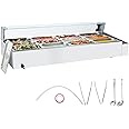 VEVOR 12-Pan Commercial Food Warmer, 12 x 8QT Electric Steam Table with Glass Cover, 1700W Countertop Stainless Steel Buffet Bain Marie 86-185°F Temp Control for Catering, Restaurants, Silver