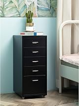 HollyHOME 5-Drawer Mobile File Cabinet with Casters, Black Metal Storage view 7