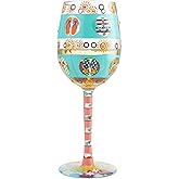 Enesco 6004759 Designs by Lolita Flip Flop Days Artisan Hand-Painted Wine Glass, 15 Ounce, Multicolor