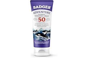 Badger Mineral Sunscreen SPF 50 Zinc Oxide Sunscreen with 98% Organic Ingredients, Reef-Safe, Broad-Spectrum, Hypoallergenic, Water Resistant, Unscented Adventure Sport 2.9 fl oz