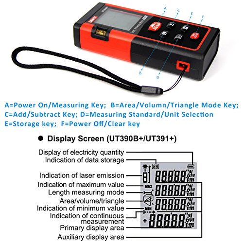 UNI-T UT390B+ Laser Distance Meter 40m Auto-range Area/Volumn/Diastimeter Range Finder Digital Laser Tape Measurement