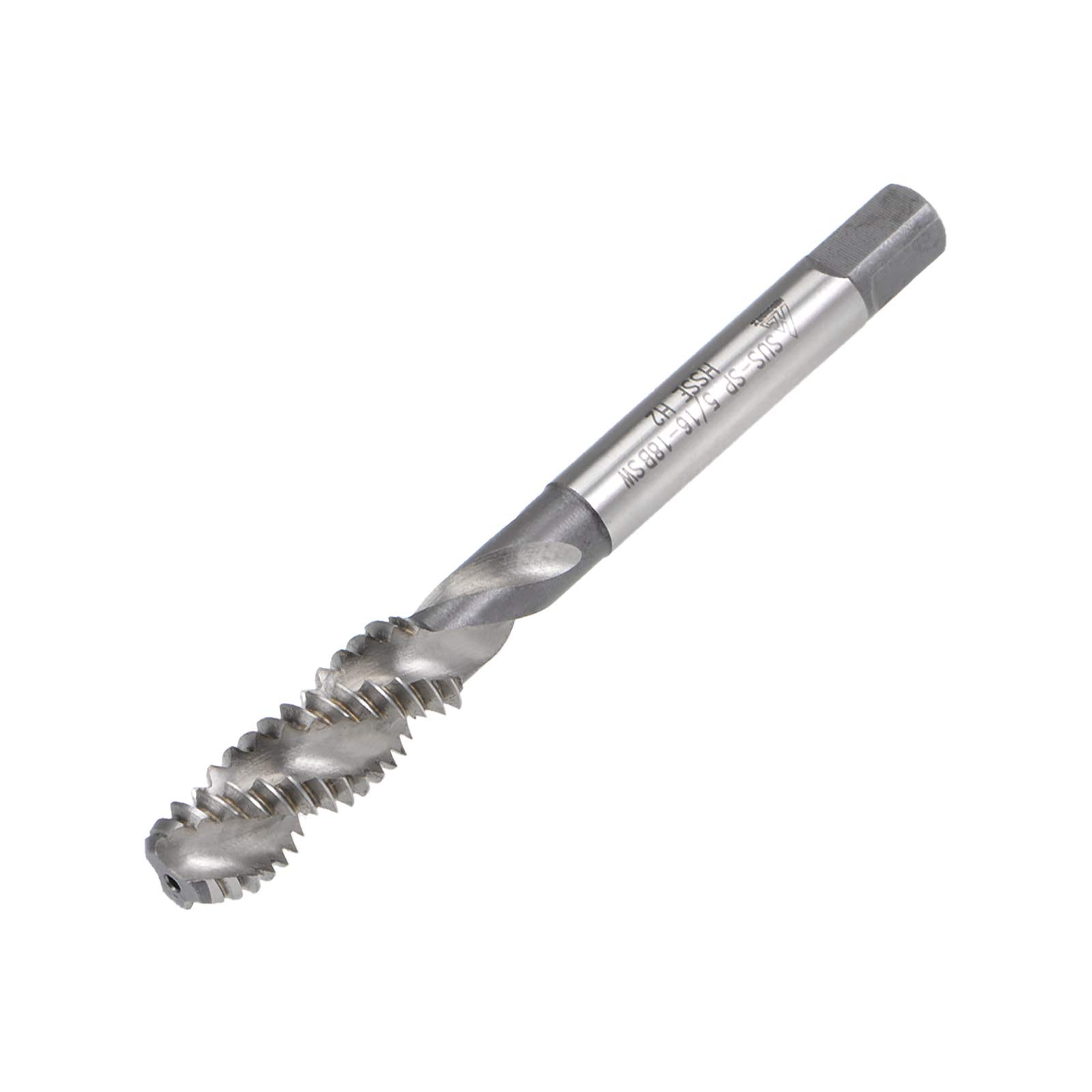 sourcing map 5/16"-18 BSW Spiral Flute Thread Tap, Machine Threading Tap HSS-Cobalt Screw Tapping Tool for Machinist Thread Repair, H2 Tolerance
