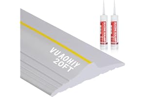 VUAOHIY Universal Garage Door Bottom Threshold Seal Rubber Strip with Adhesives, DIY Weatherproof Weather Stripping Replacement (20FT, Gray)