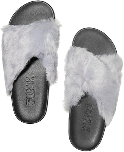 Amazon Com Victoria S Secret Pink Faux Fur Crisscross Slides