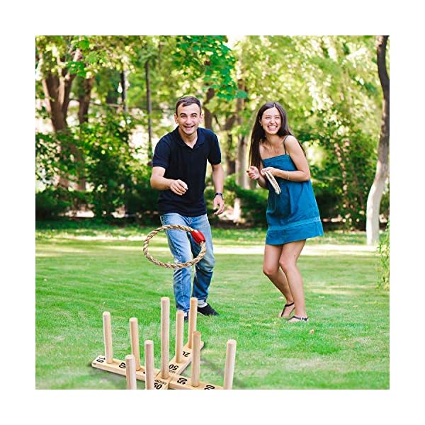 Jaques-of-London-Quoits-Quality-Garden-Toys-and-Outdoor-Toys-Premium-Garden-Games-and-Outdoor-Games-Kids-Garden-Toys-Since-1795 Jaques of London Quoits Garden Games | Outdoor Games | 5 Rope Quoits Ring Toss Game | Wooden Quoits Set | Family Lawn…