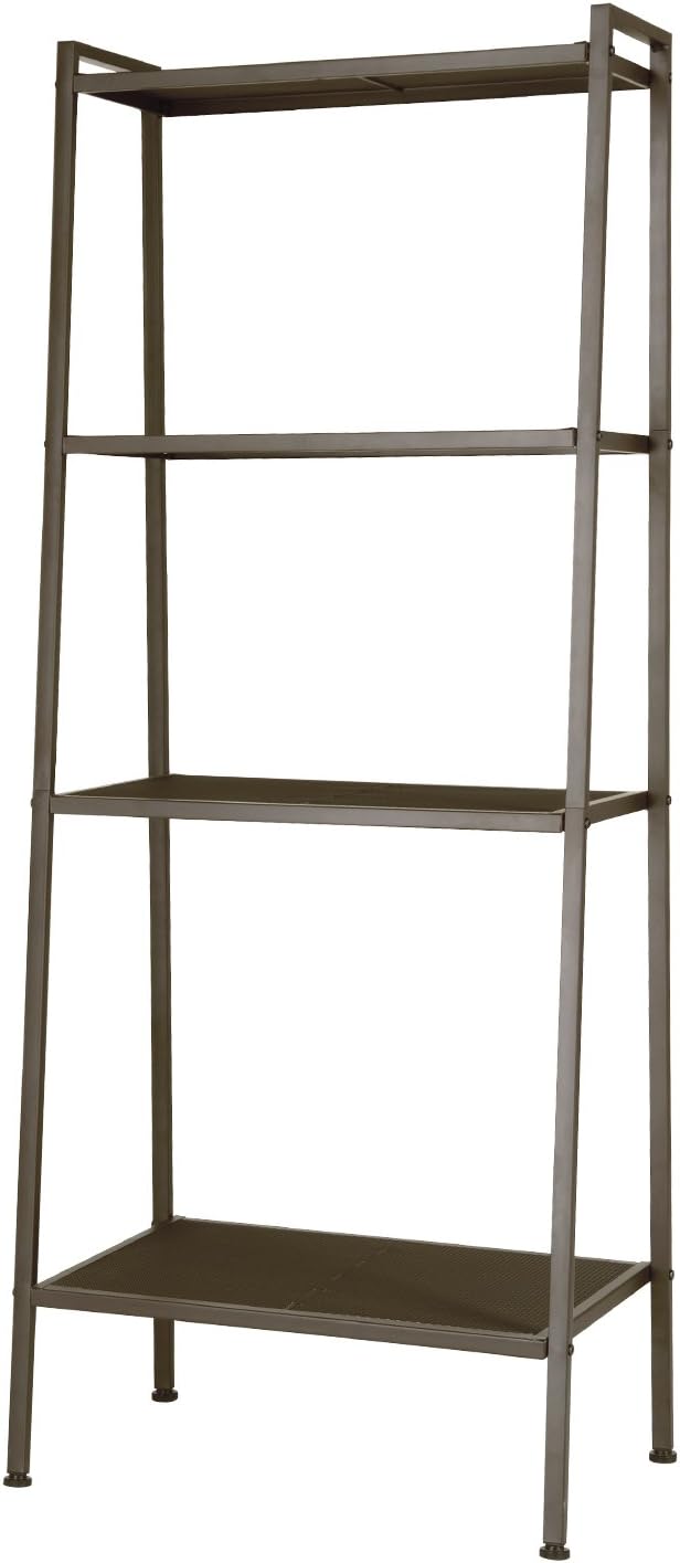 JS HOME 4 Tier Bookshelf Ladder Free Standing Bookcase Storage Rack Shelves Plant Organizers, Grey