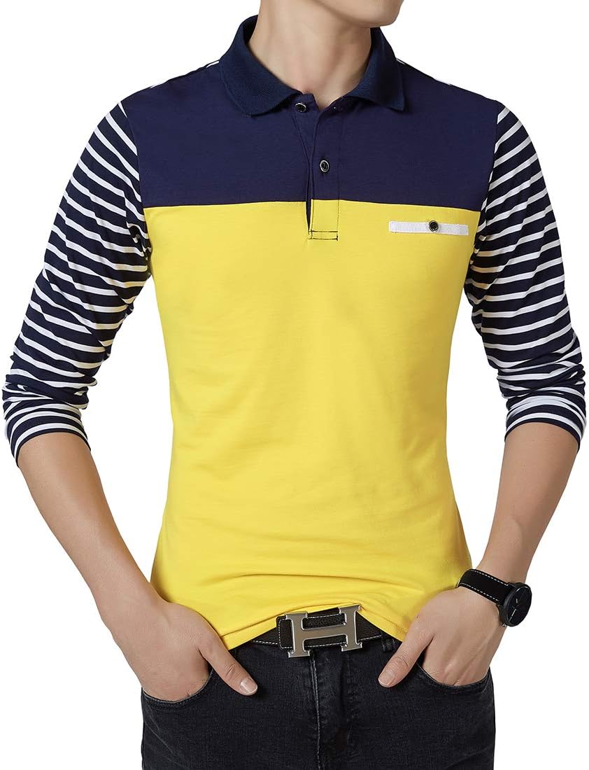 Mens Polo Shirt Casual Slim Fit Polo T Shirts Golf Shirt