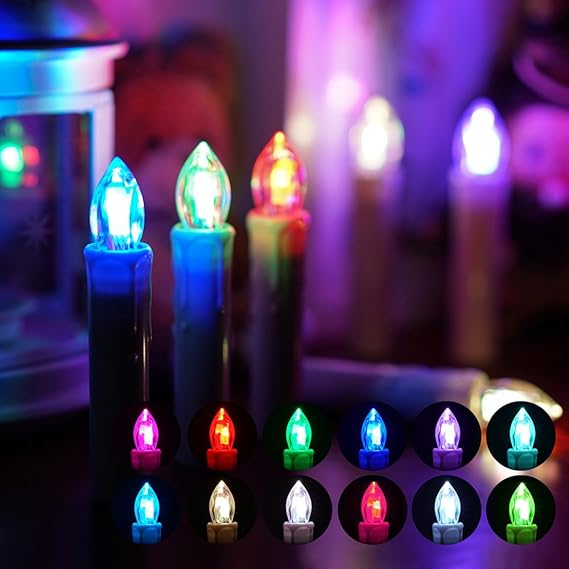 Samoleus 10 Stück Weihnachtskerzen Lichterkette, Weihnachts Kerzen Kabellos mit Fernbedienung, Wasserdichte Christbaumkerzen 