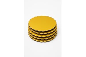 Cake Board 10 Inch Round Golden Cake boards with Wavy Edges Waterproof &Oil-Proof Disposable Cake Base Width 25cm Lenth 25cm 