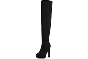 DREAM PAIRS Women's Thigh High Chunky Heel Platform Over The Knee Boots
