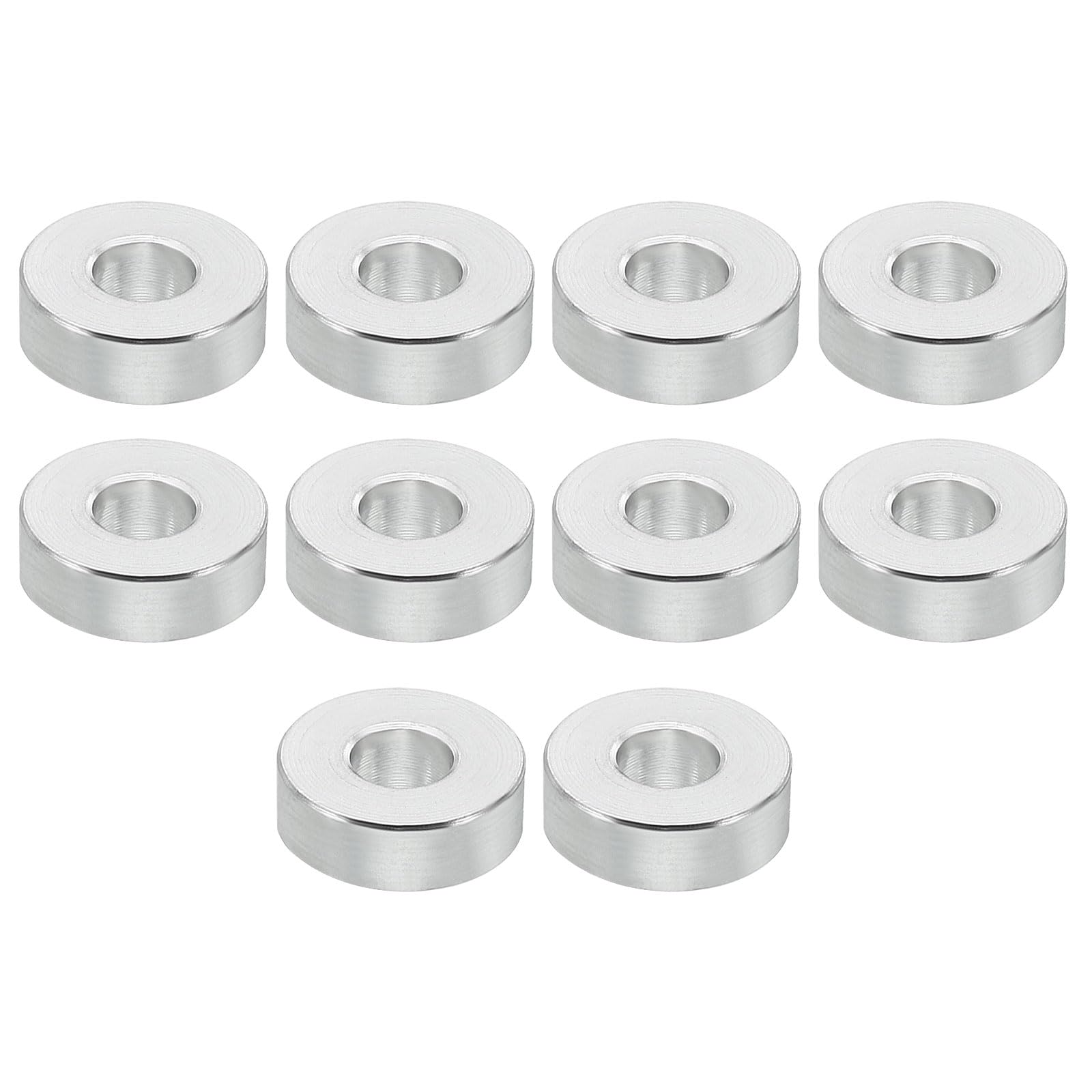 PATIKIL M6 Aluminum Spacers, 10 Pcs Metal Spacer Aluminum 6.2mm ID x 15mm OD x 5mm L Aluminum Spacer Screw Standoff Round for 1/4" or M6 Screw Bolts