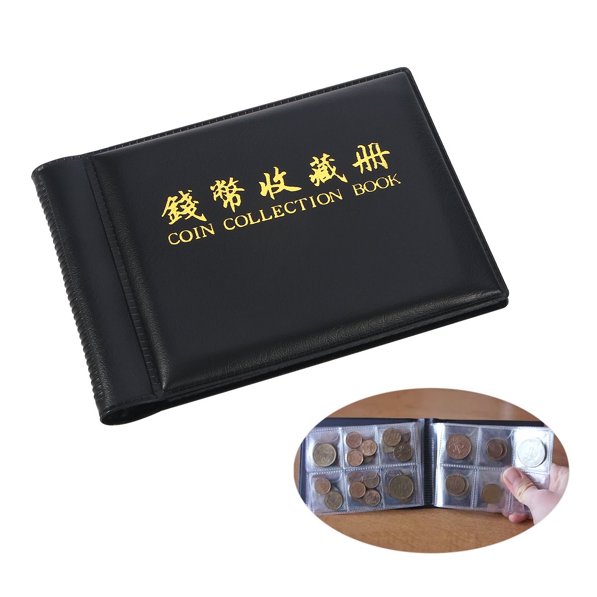 NUOLUX Coin Collection Album 60 Coin Holders Can Hold 50P and 2 Pound Coins Black