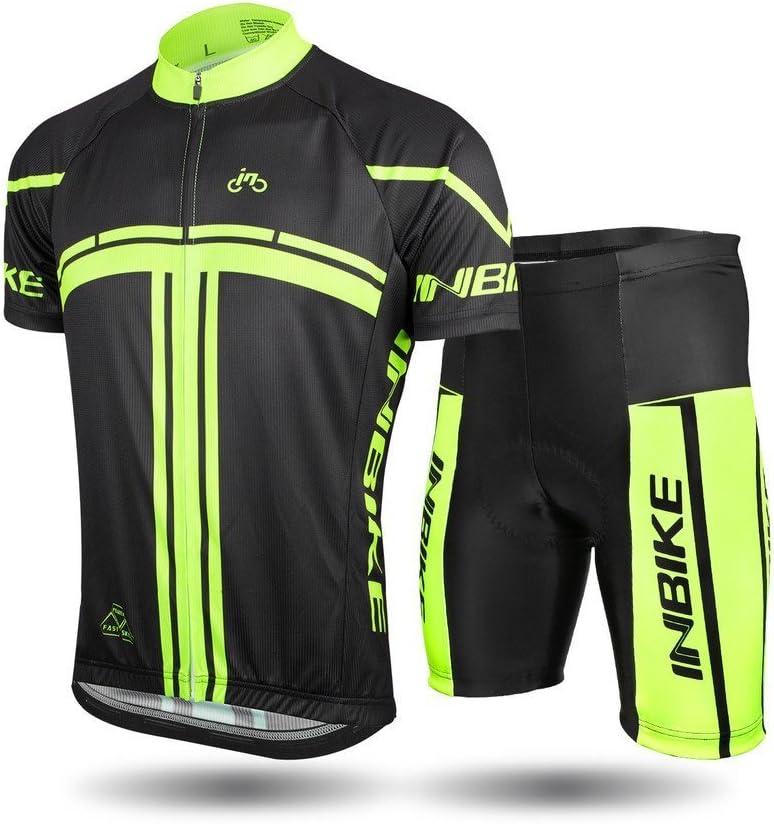 INBIKE Men's Cycling Jersey Set Short Sleeve Full Zip Moisture Wicking Breathable Quick-Dry, Bike Shirt with 3D Padded Shorts : Clothing